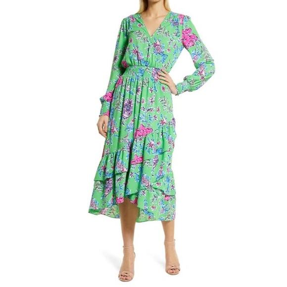 Lilly Pulitzer Dresses & Skirts - NWT Lilly Pulitzer Cristiana  Midi Dress Gecko Green Brewster Blooms Sz 2